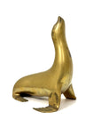 Vintage Brass Sea Lion Sculpture – Mid-Century Modern Marine Art | Made in Korea | Hollywood Regency Coastal Decor