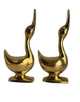 Vintage Polished Brass Geese Sculptures – Elegant Mid-Century Modern Pair
