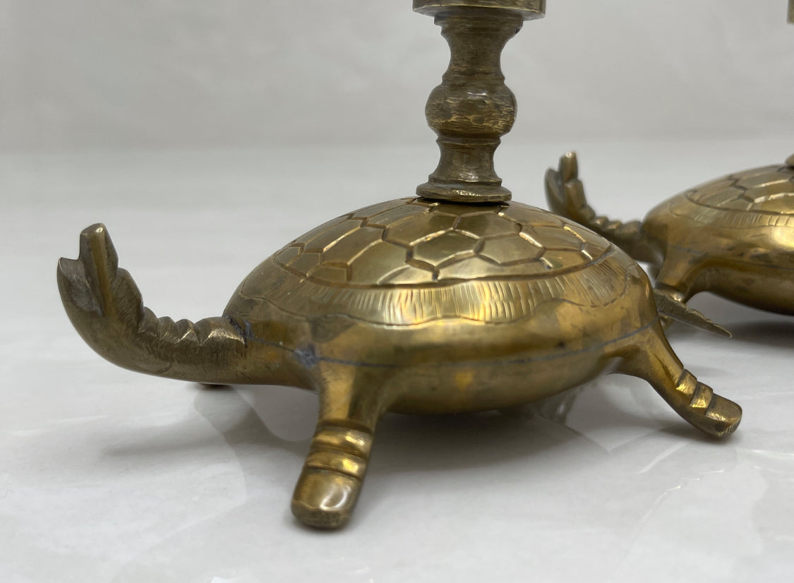 Vintage Brass Candlestick Holders-Pair