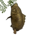Vintage Brass Standing Fish Vase – Mid-Century Koi Style Vessel/Vase/Coin or Wishing Bank