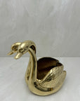 Vintage Brass Double Swan Planter