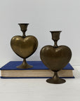 Vintage Brass Heart Candleholders – Romantic Taper Candle Holders, Pair