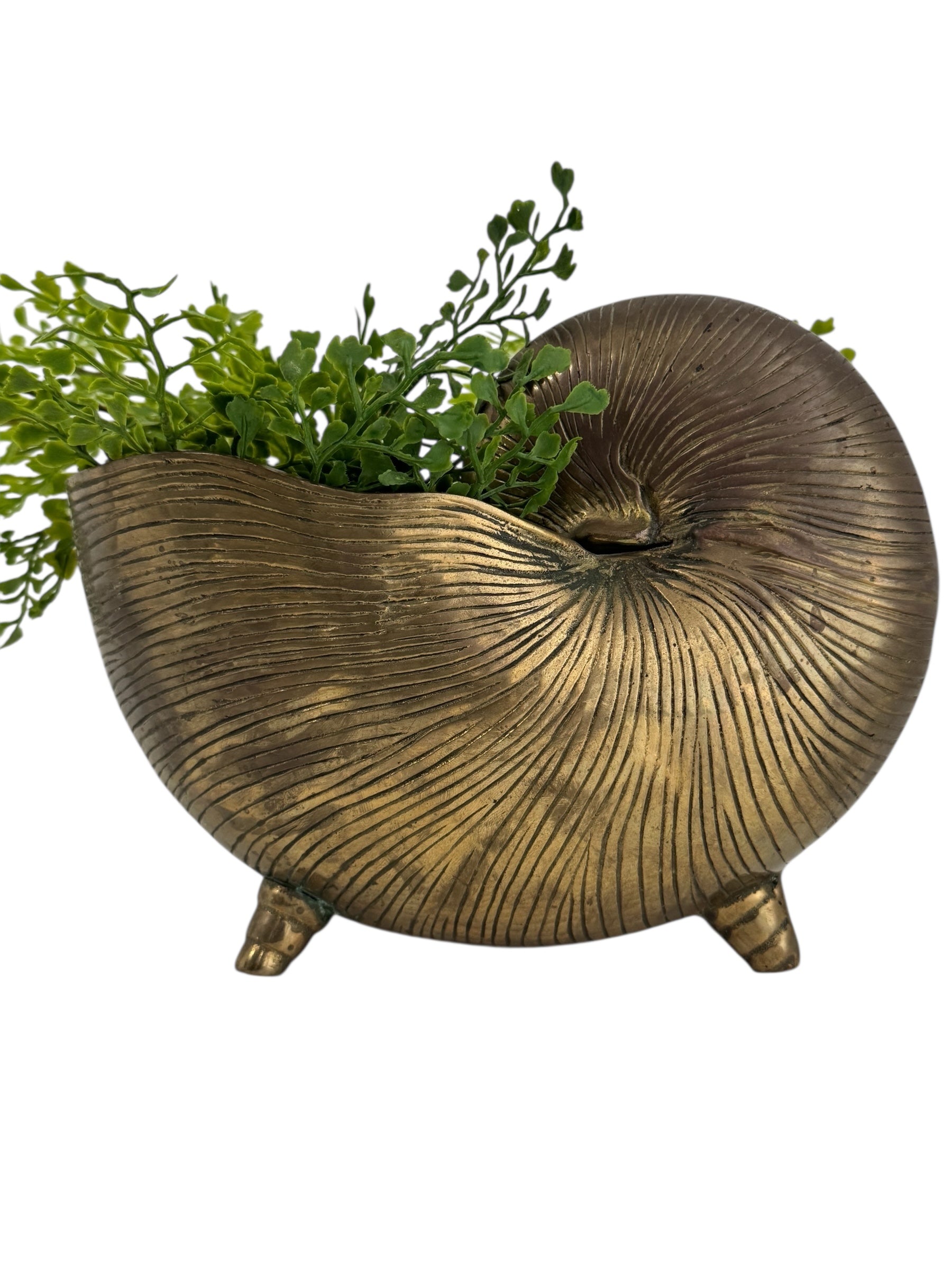 Vintage Brass Shell Stash Pot/Planter/Wine Holder