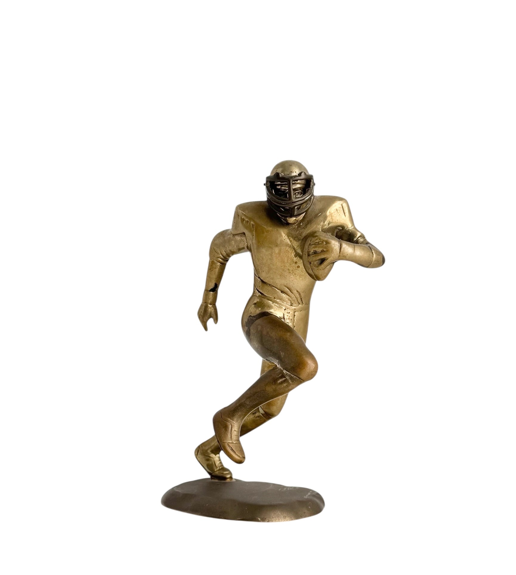 Vintage Brass Running American Football Player