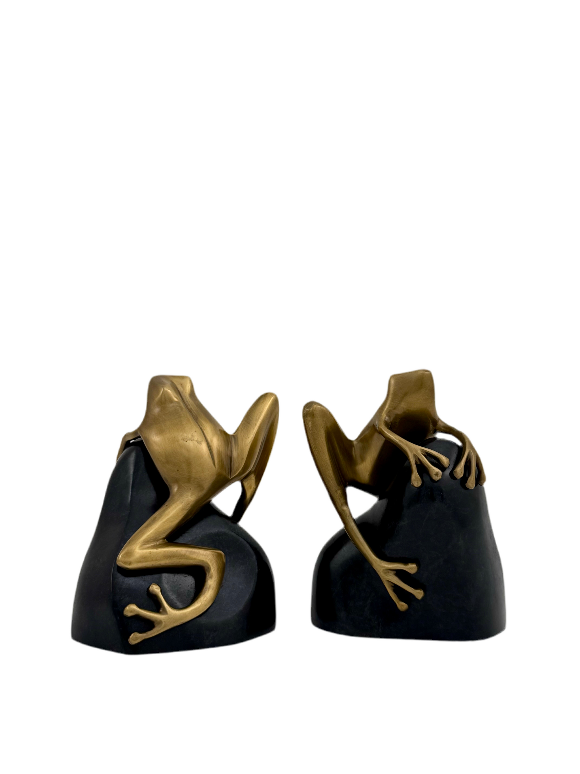 Vintage Bombay Frog on Rock Bookends-A Pair