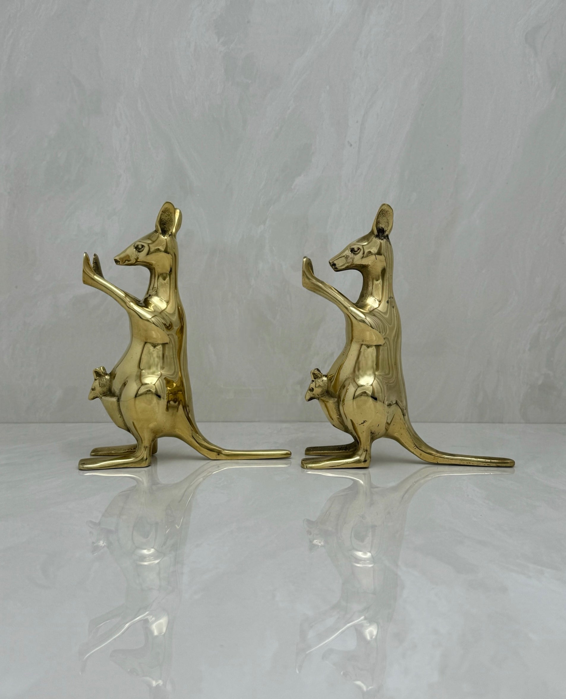 Vintage Brass Kangaroo Bookends-A Pair