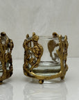 Vintage Brass Floral Candleholders-A Pair