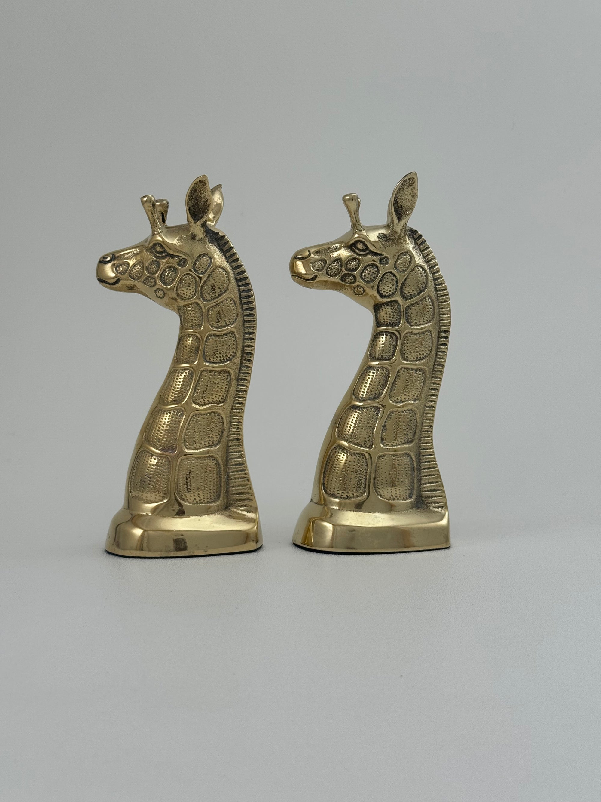 Vintage Brass Giraffe Pair – 7.25” Tall – Elegant Safari Sculptures