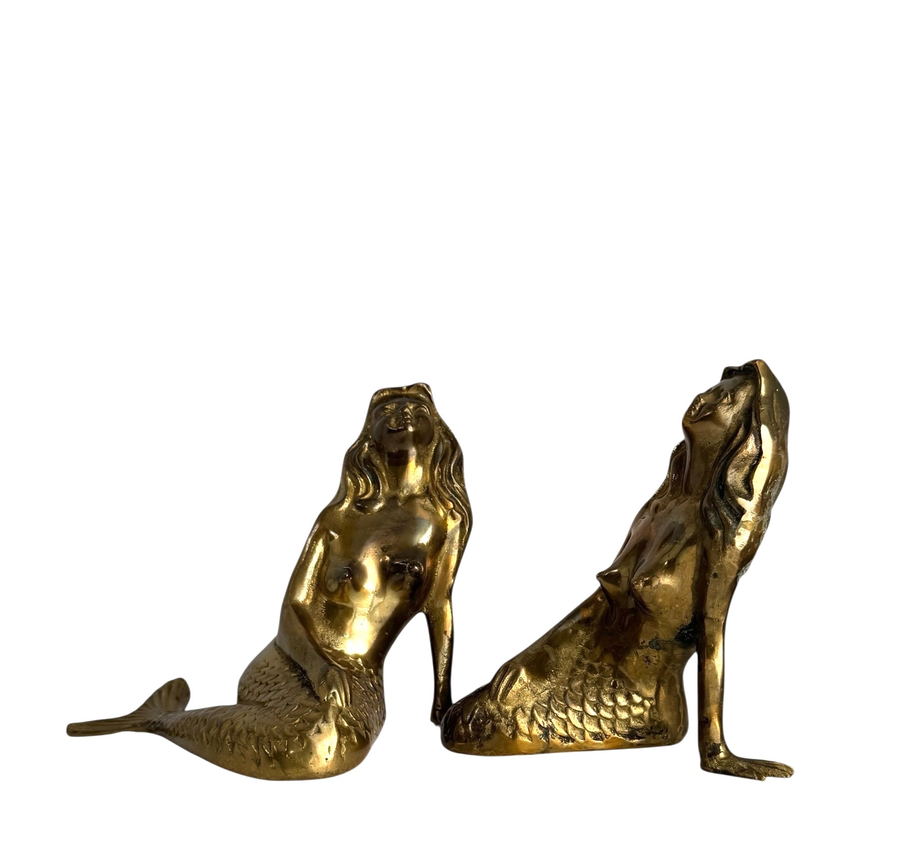 Vintage Brass Mermaid Pair