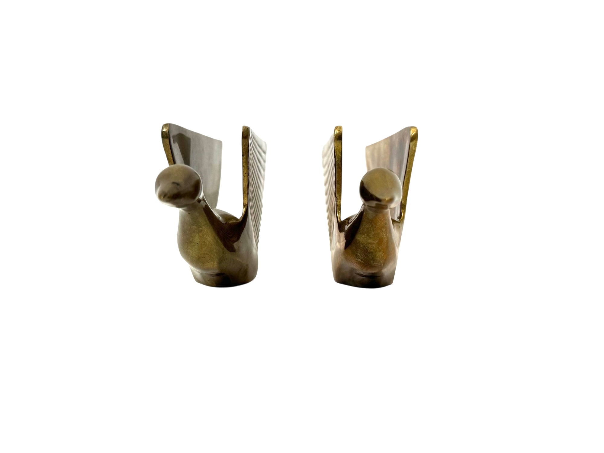 Vintage 1987 Kinder Harris Brass Flying Geese Sculptures – Mid-Century Modern Bird Figurines – Made in Korea