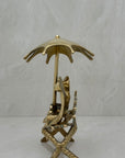 Vintage Brass Charming Frogs on Bench Under Umbrella