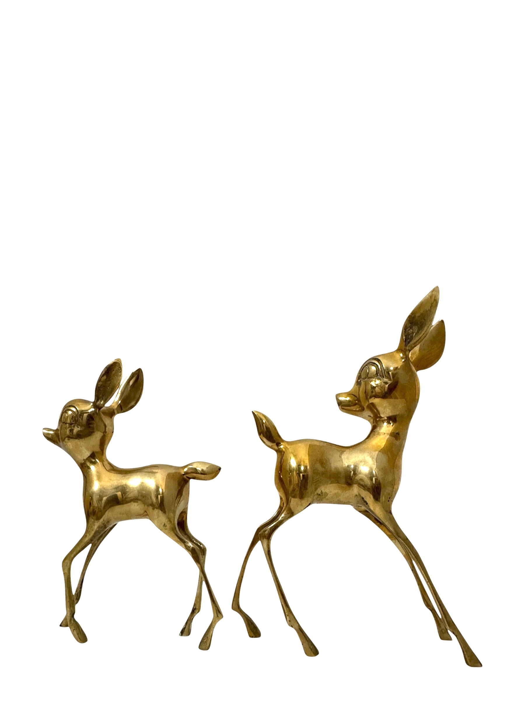 Vintage Brass Deer Pair – Mid-Century Modern Fawns | Hollywood Regency Woodland Figurines