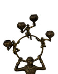 Vintage Brass Monkey Candleholders on Black Marble Bases | Mid-Century Exotic Pair