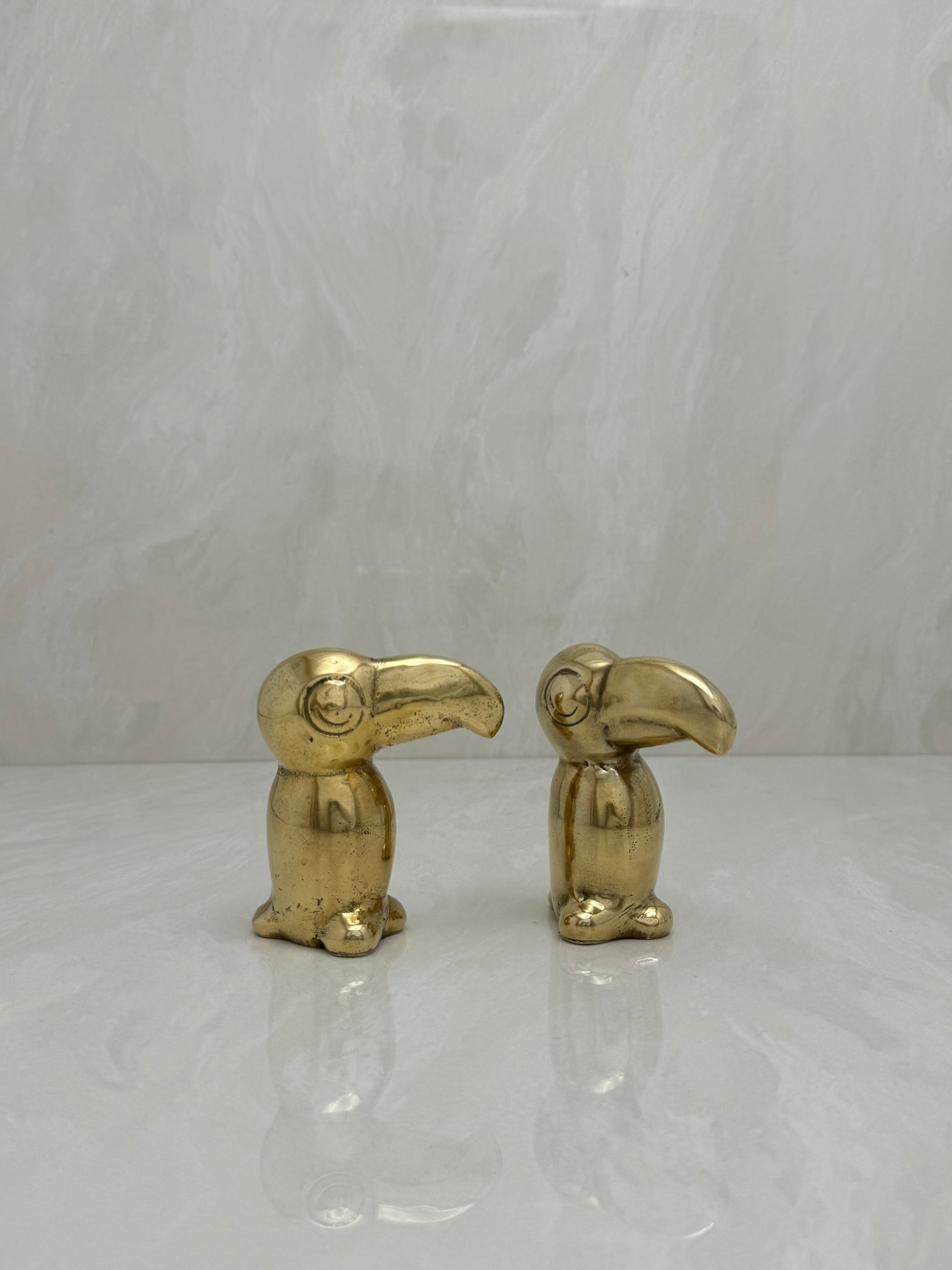 Small Vintage Brass Toucans-A Pair