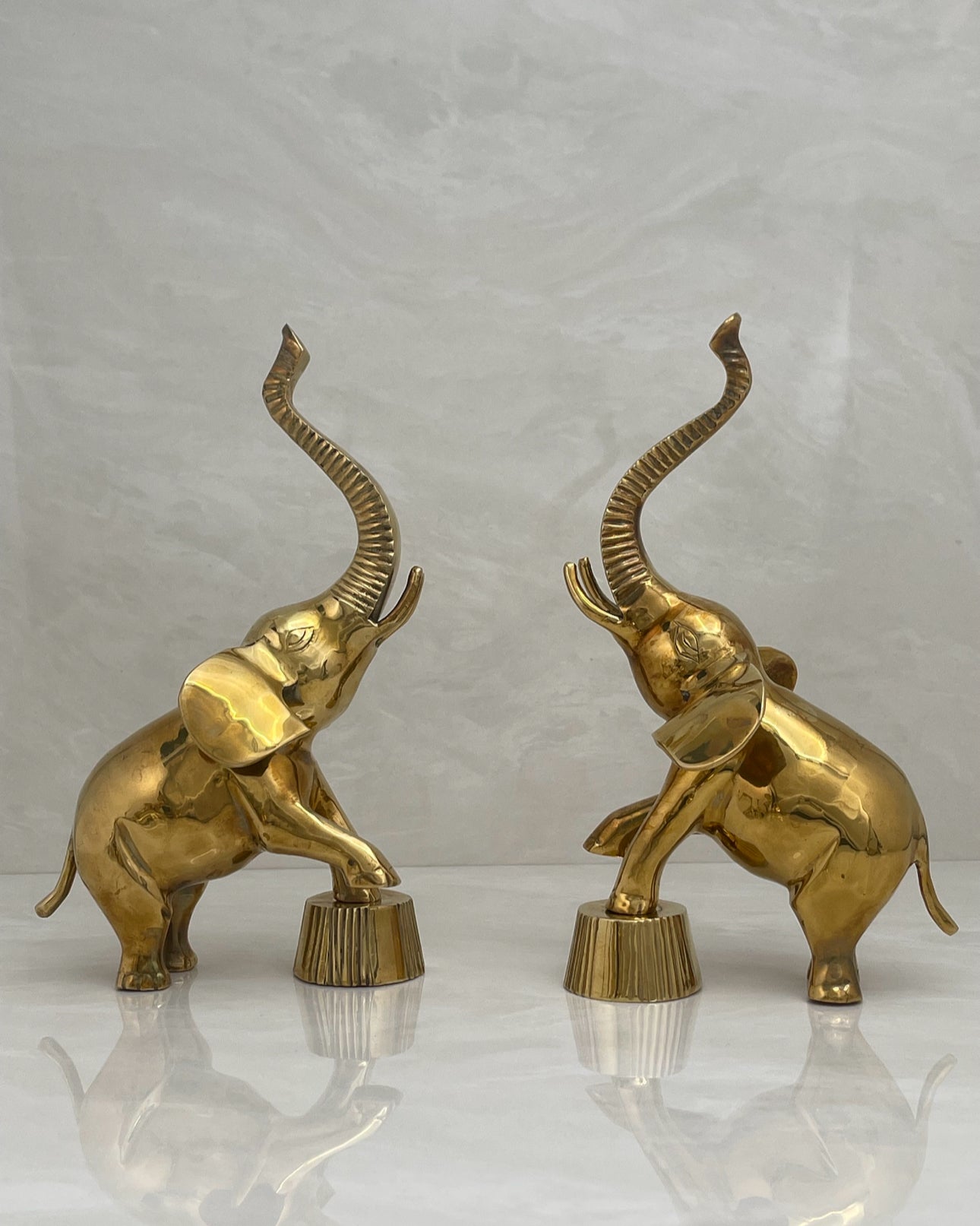 Vintage Brass Circus Elephants- A Pair