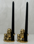 Vintage Brass Teddy Bear Candleholders-A Pair