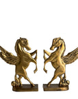 Vintage Brass Pegasus Horse Bookends (Set of Two)