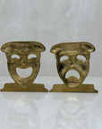 Vintage Brass Drama Masks Bookends- A Pair