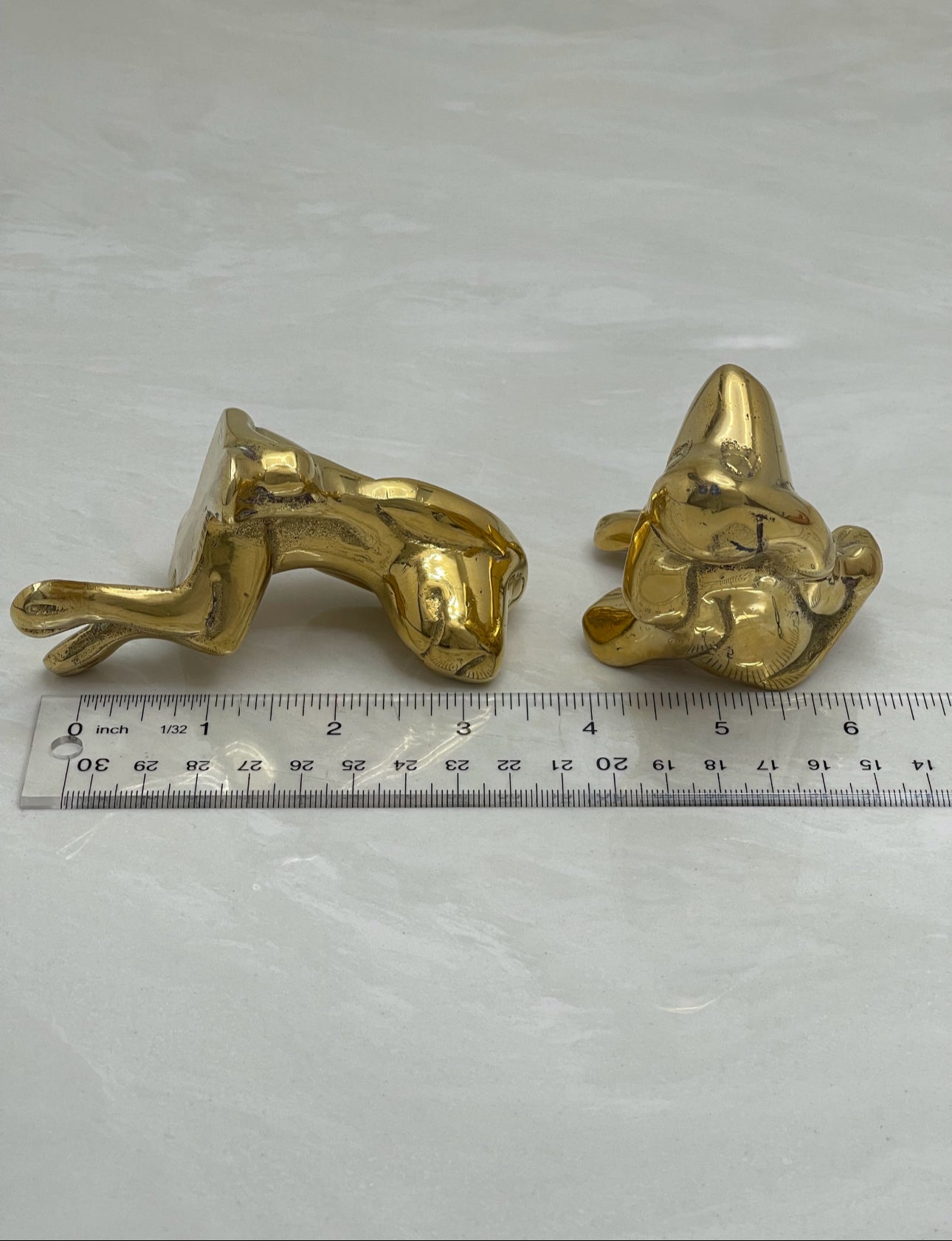 Rare Small Vintage Brass Shelf Sitting Dogs-A Pair