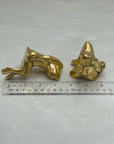 Rare Small Vintage Brass Shelf Sitting Dogs-A Pair