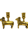 Vintage Brass Ram Candle Holders | Mid-Century Handcrafted Pair