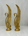 Tall Vintage Brass Swans-A Pair by Dolbi Cashier