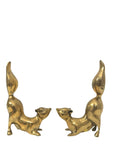 Vintage Brass Squirrel Figurines – Playful Mid-Century Pair with High Curved Tails