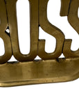 Vintage Brass “BOSS” Bookends | Mid-Century Modern Office Decor