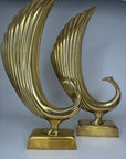 Beautiful Pair of Vintage Mid-Century Brass Peacock Sculpture/Vases-17 Inches
