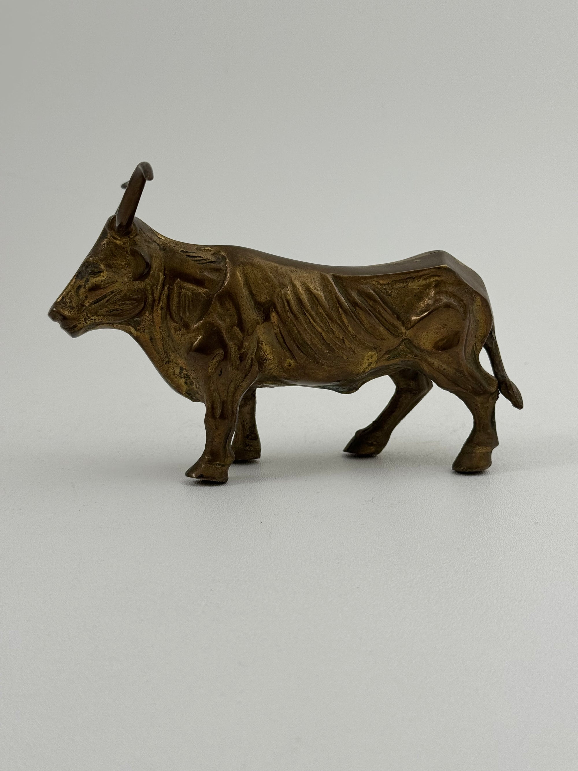 Vintage Brass Longhorn Bull Sculpture – 7.5” Long, 5.75” Horn Span, 4.75” Tall – Western-Southwestern-Texas Ranch Décor