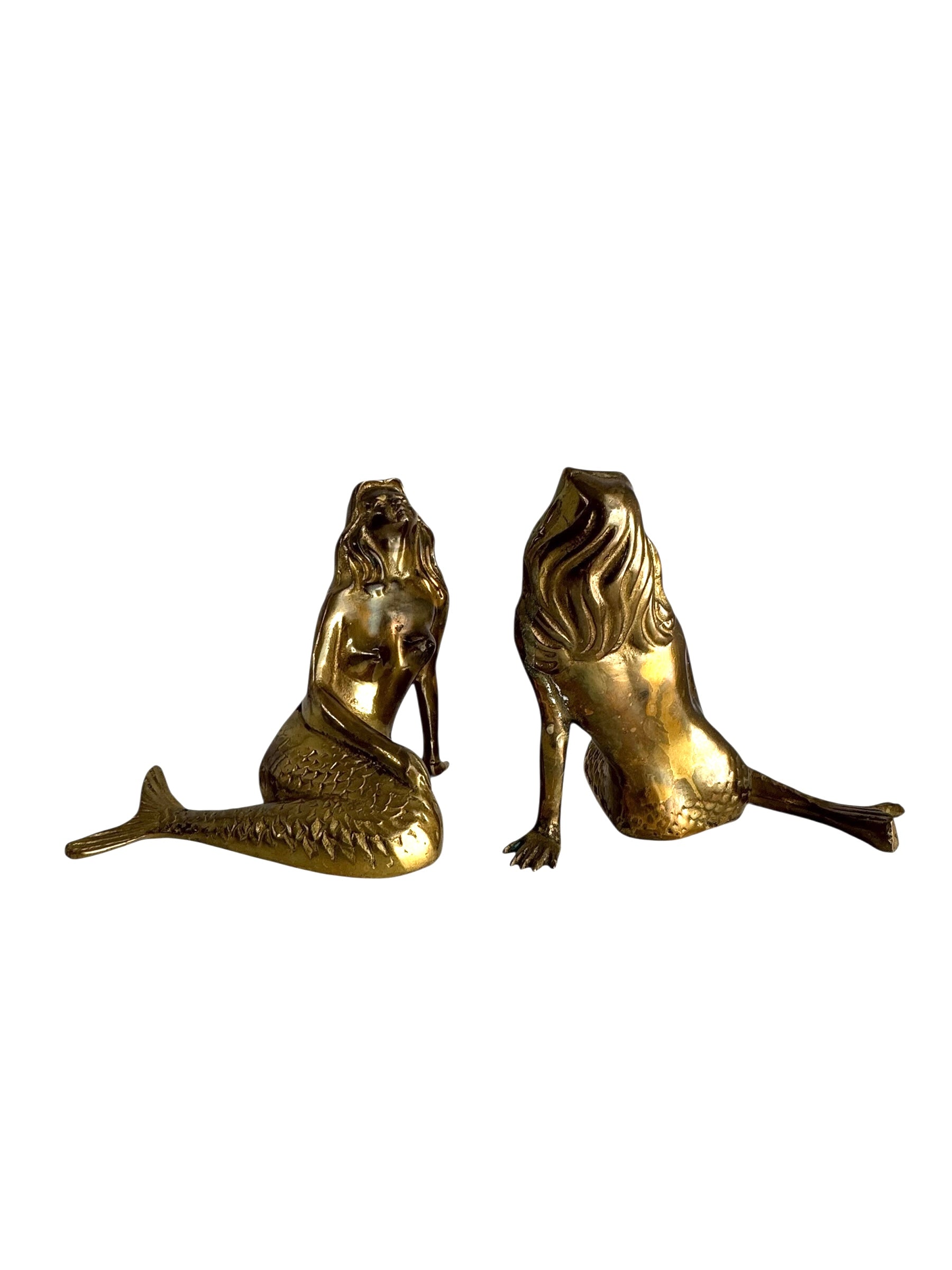 Vintage Brass Mermaid Pair
