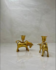 Vintage Brass Bull Candleholders