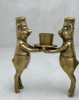 Vintage Bronze Pig Chef Candleholders-A Pair