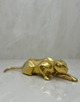 Vintage Brass Crouching Jaguar