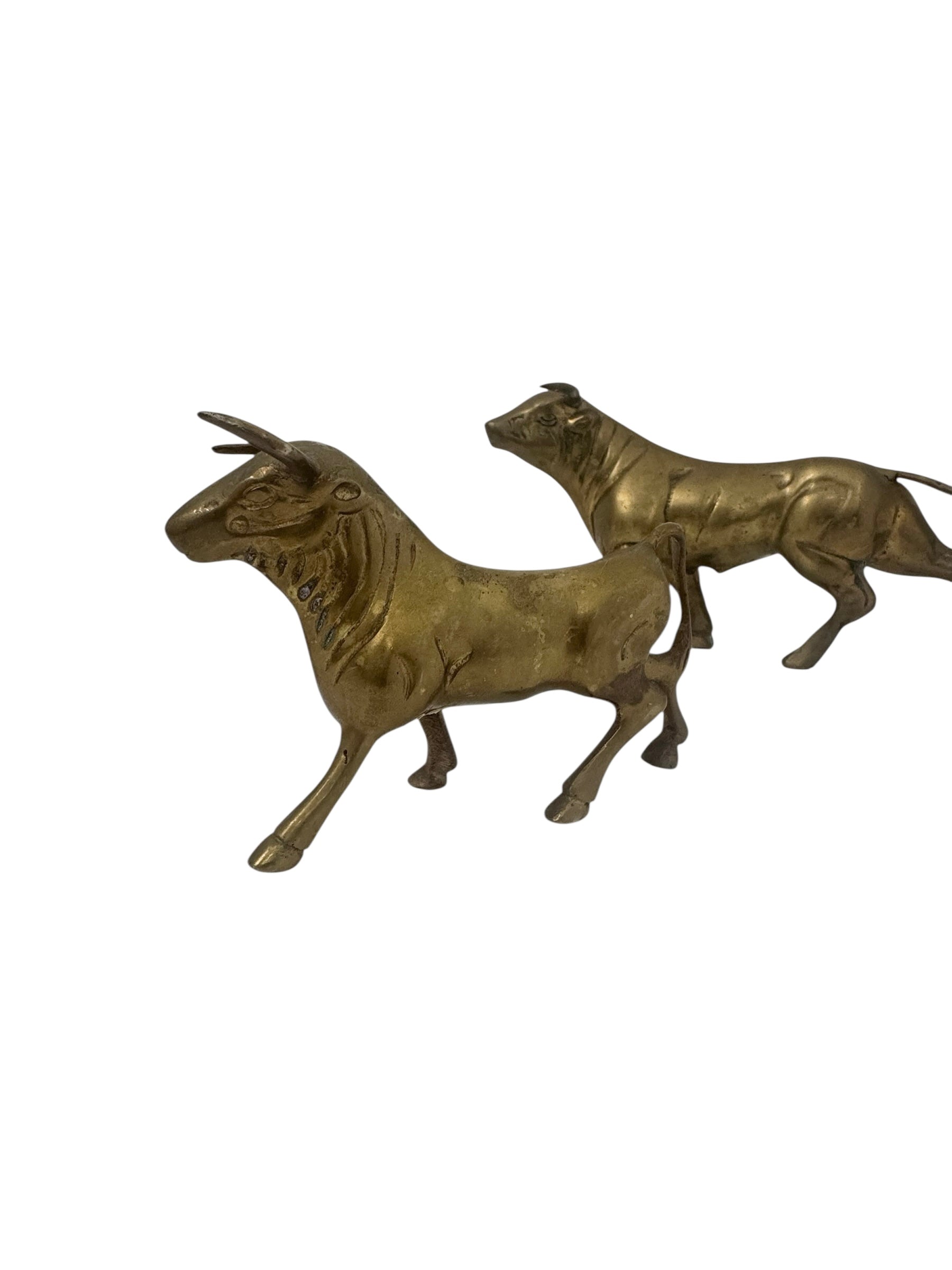 Vintage Brass Bull Figurines – Pair of Mid-Century Modern Bulls