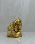 Vintage Brass Mama Bear and Cub on Rock