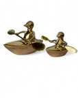 Vintage Brass Duck and Duckling Paddling Boats-A Pair