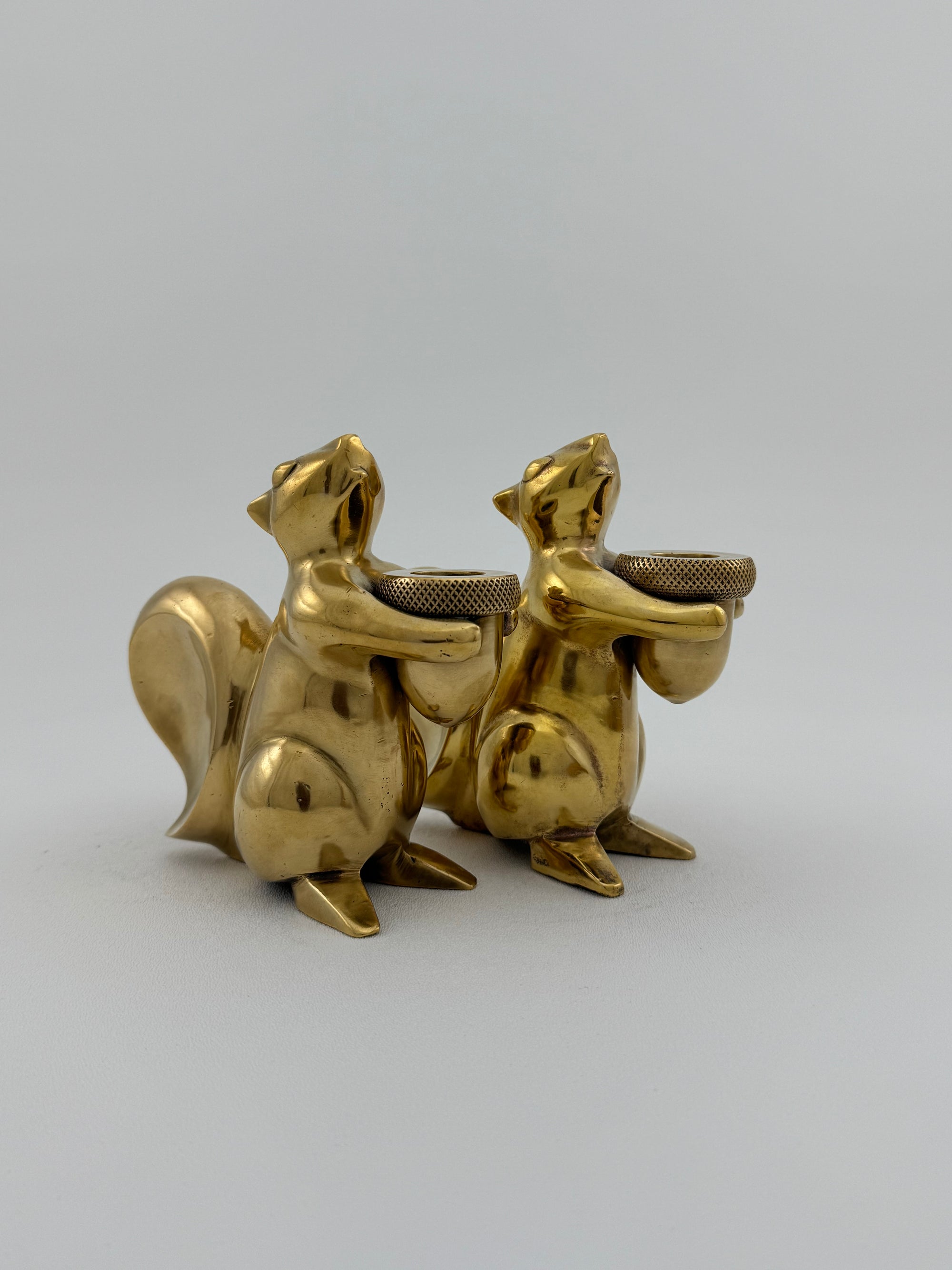 Bronze Squirrel Candleholders-A Pair