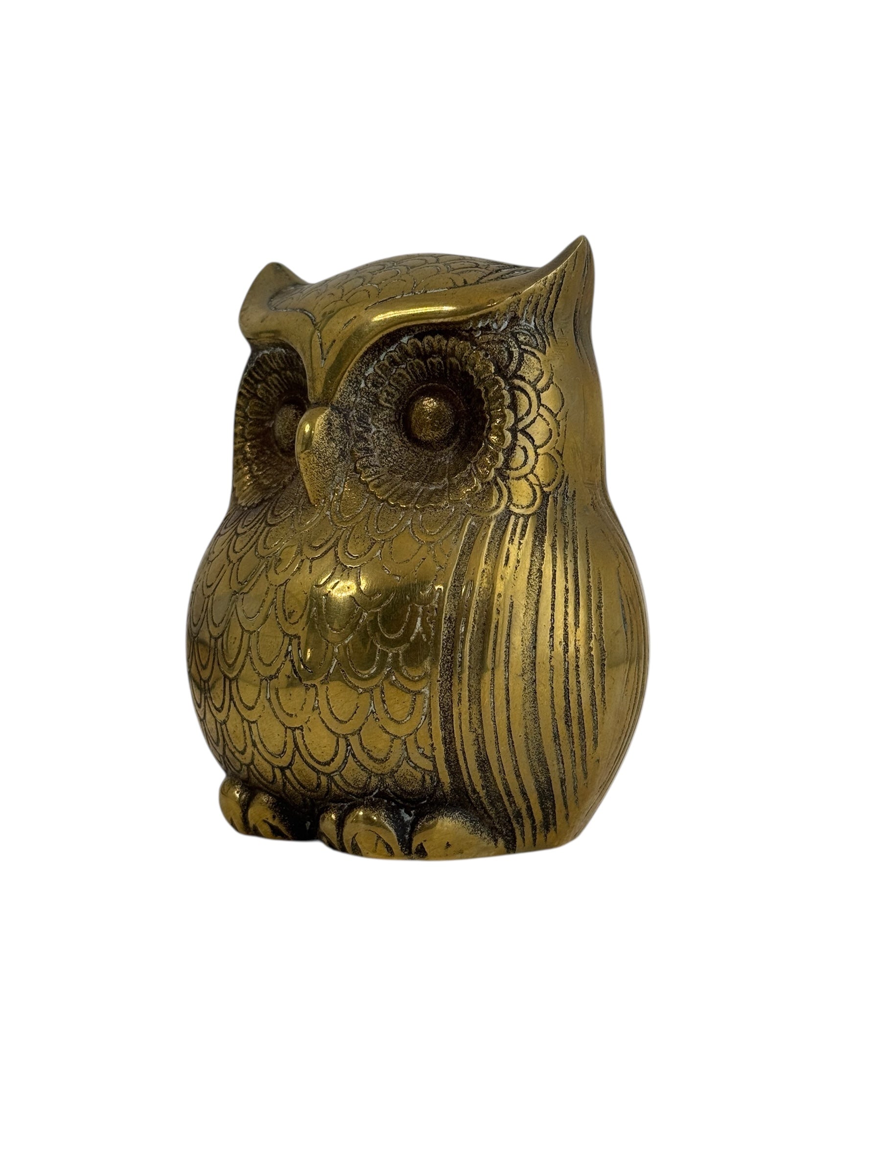 Vintage Brass Owl Coin/Wish Bank