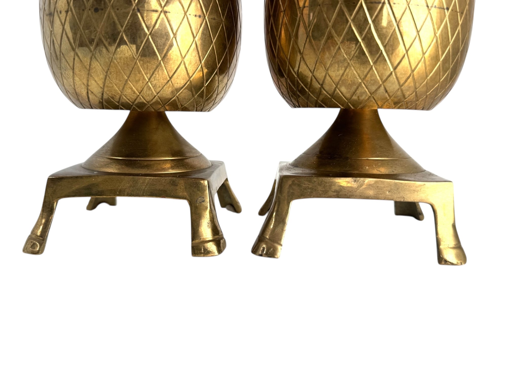 Vintage Brass Pineapple Candleholders – Tropical Regency Pair