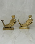 Vintage Brass Whale Candleholders