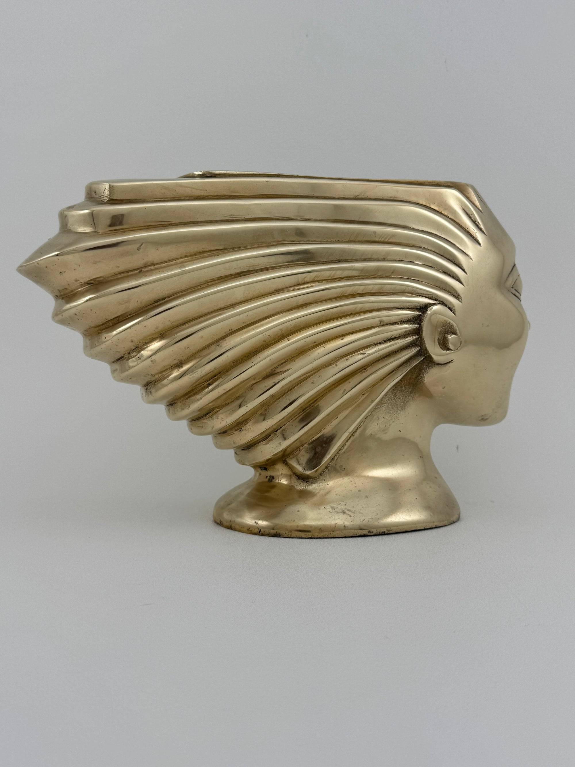 Rare Vintage Dolbi Cashier Brass Woman Head Sculpture – Flowing Hair Bust, 10 lbs