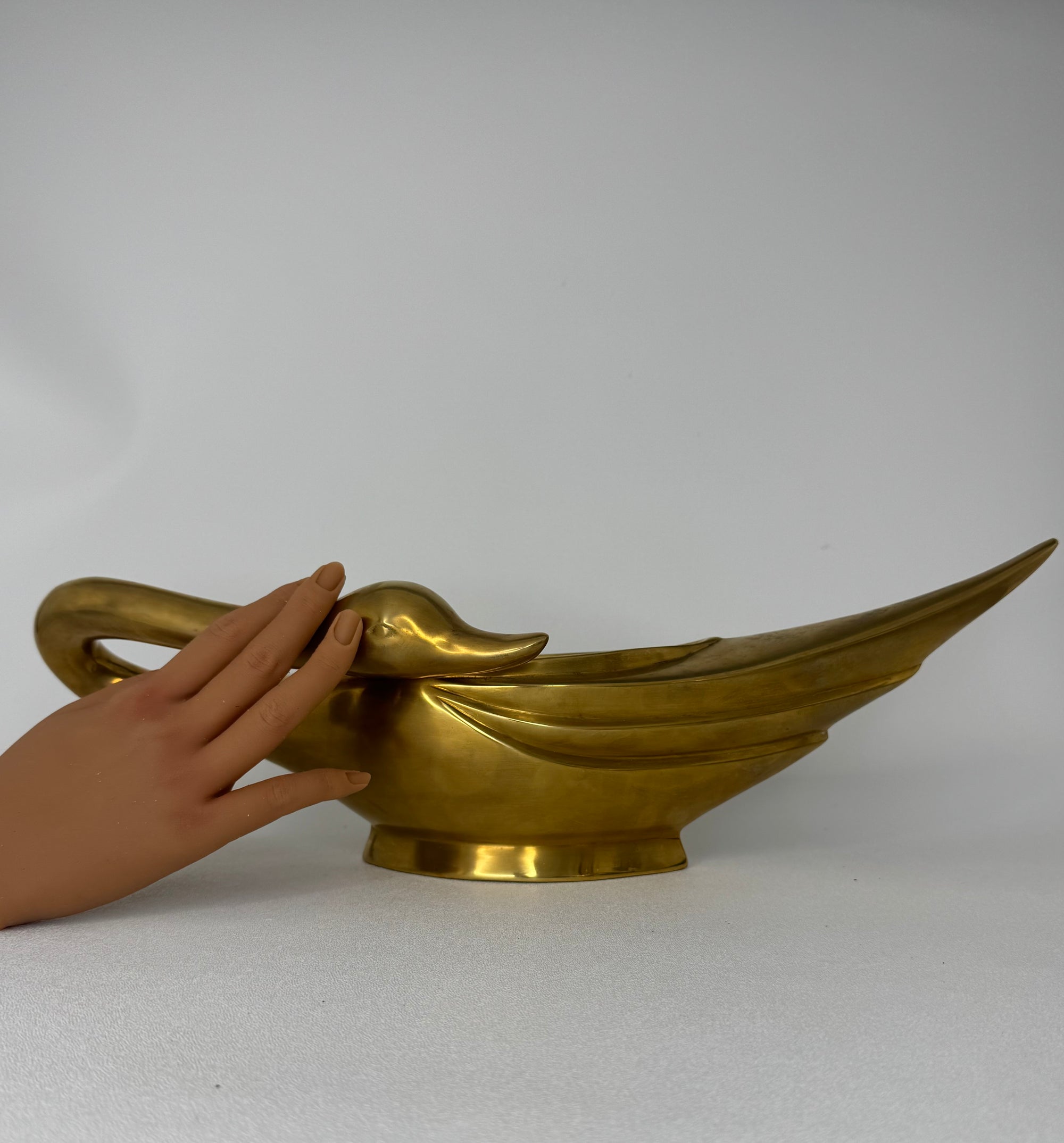 Vintage Brass Swan Trinket Dish- XL
