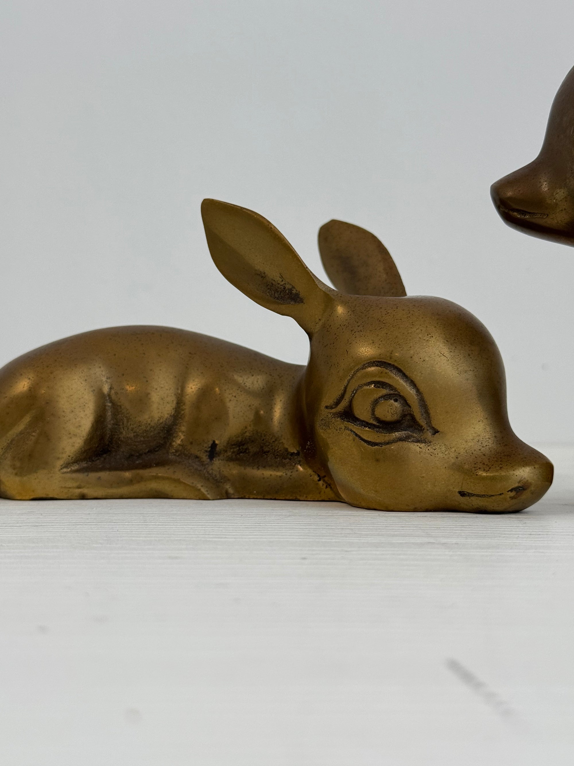 Vintage Brass Resting Deer Pair