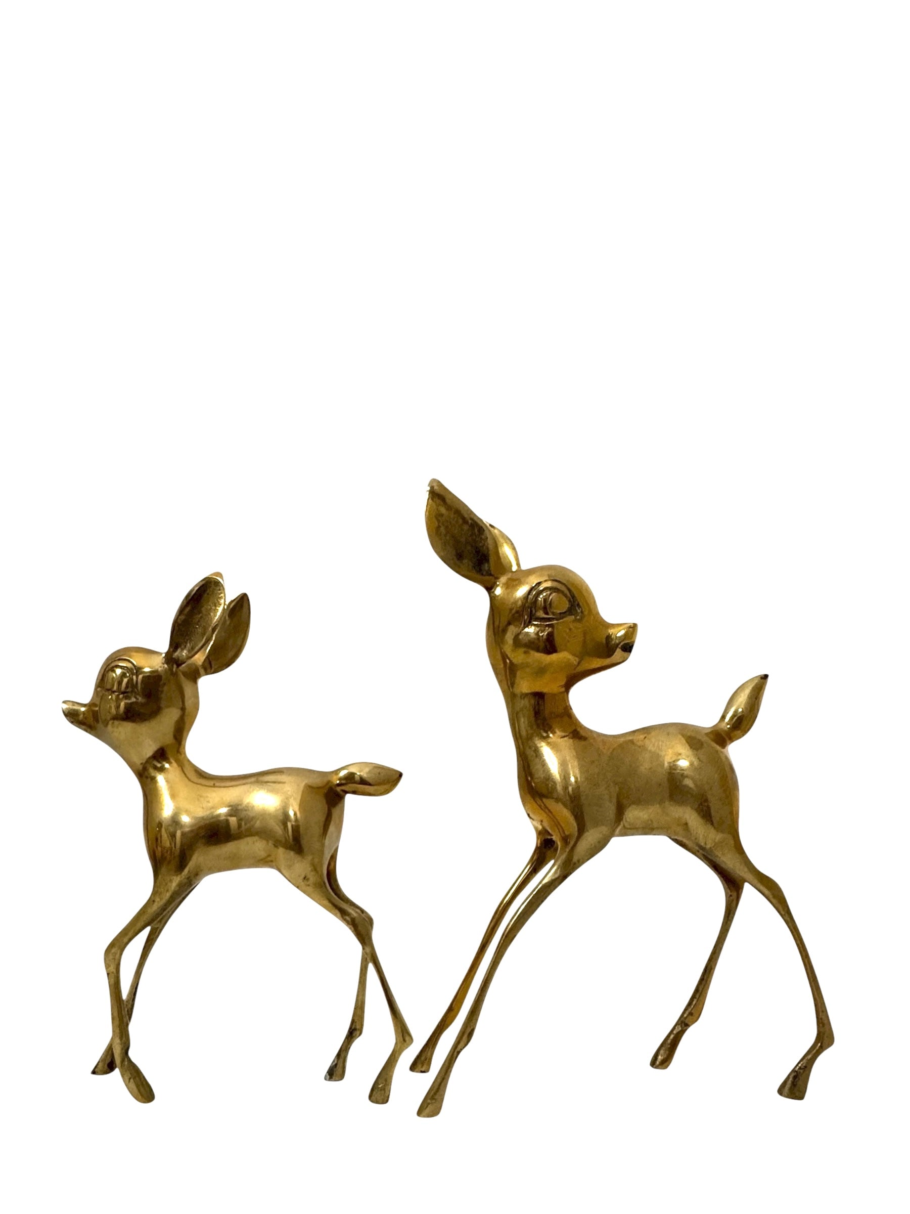 Vintage Brass Deer Pair – Mid-Century Modern Fawns | Hollywood Regency Woodland Figurines
