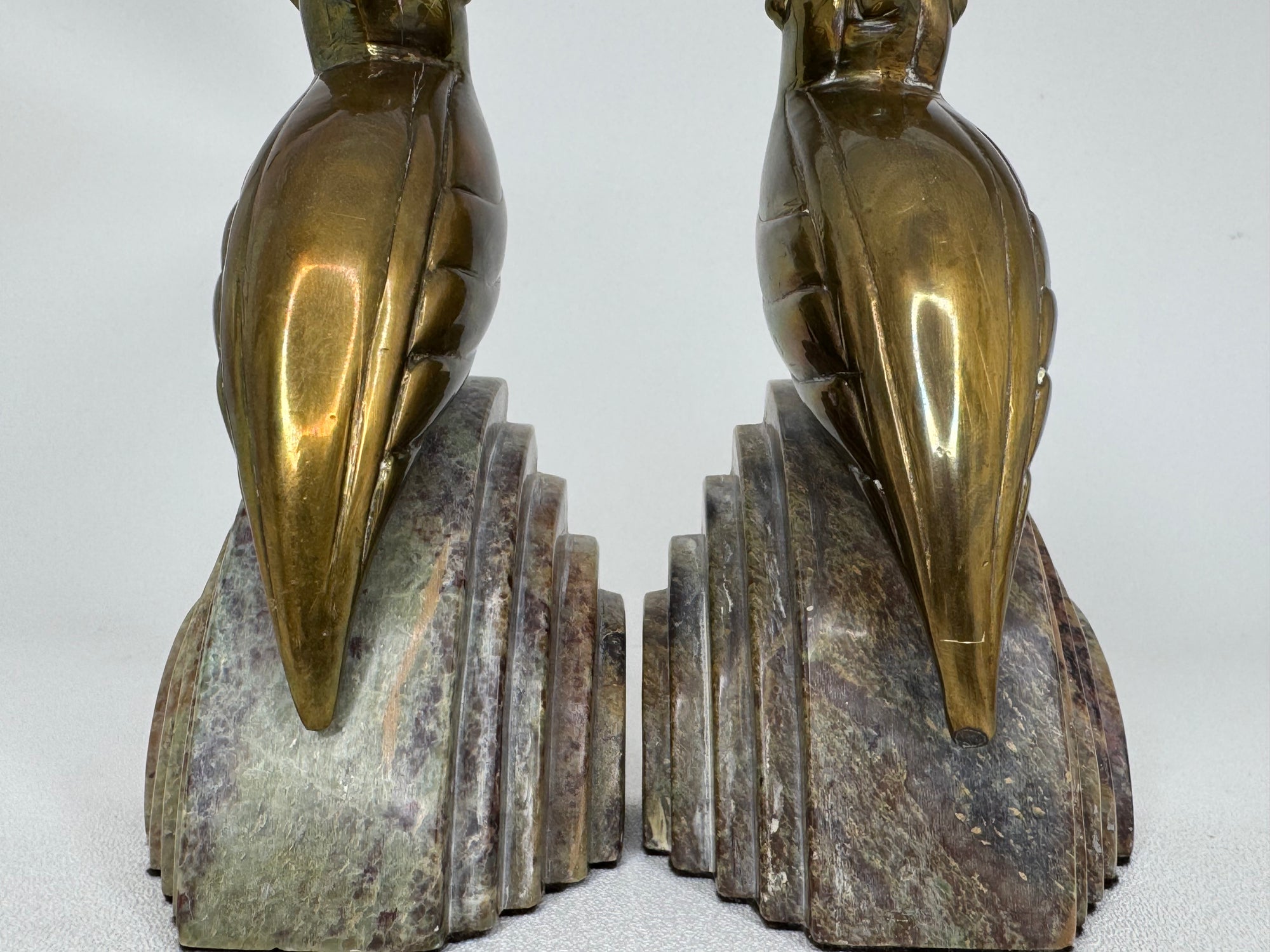 Nora Fenton Cardinal Brass and Marble Bookends