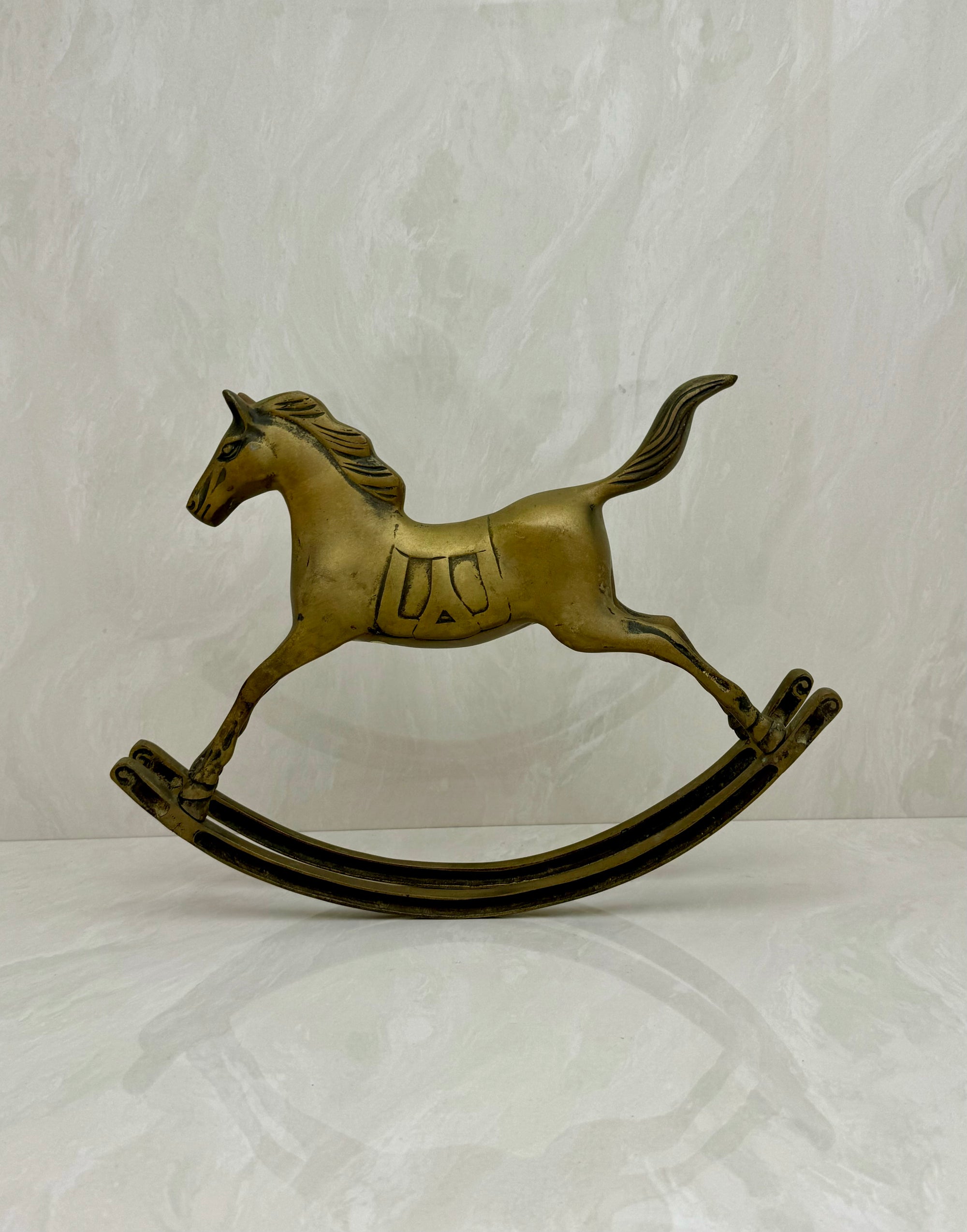 Vintage Brass Rocking Horse- Large