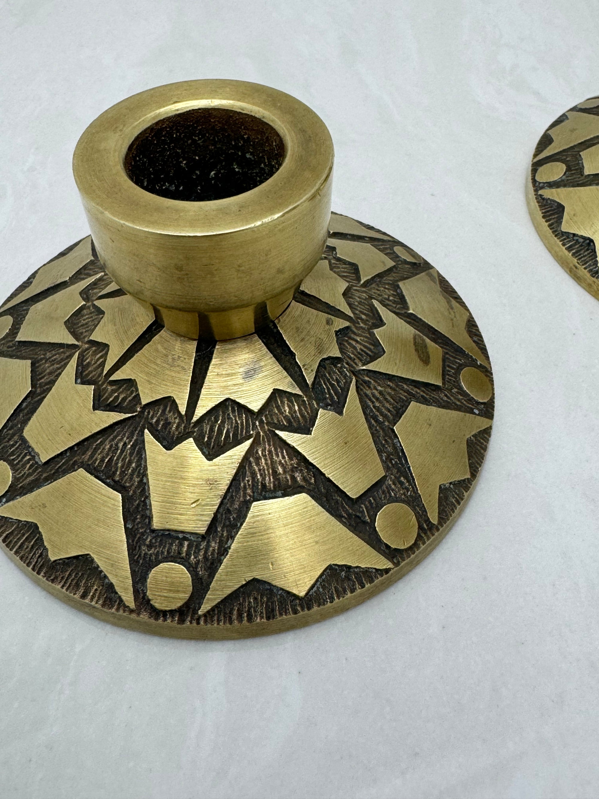 Vintage Brass Candlestick Holders with Crown Motifs - Inspired by Nordisk Malm