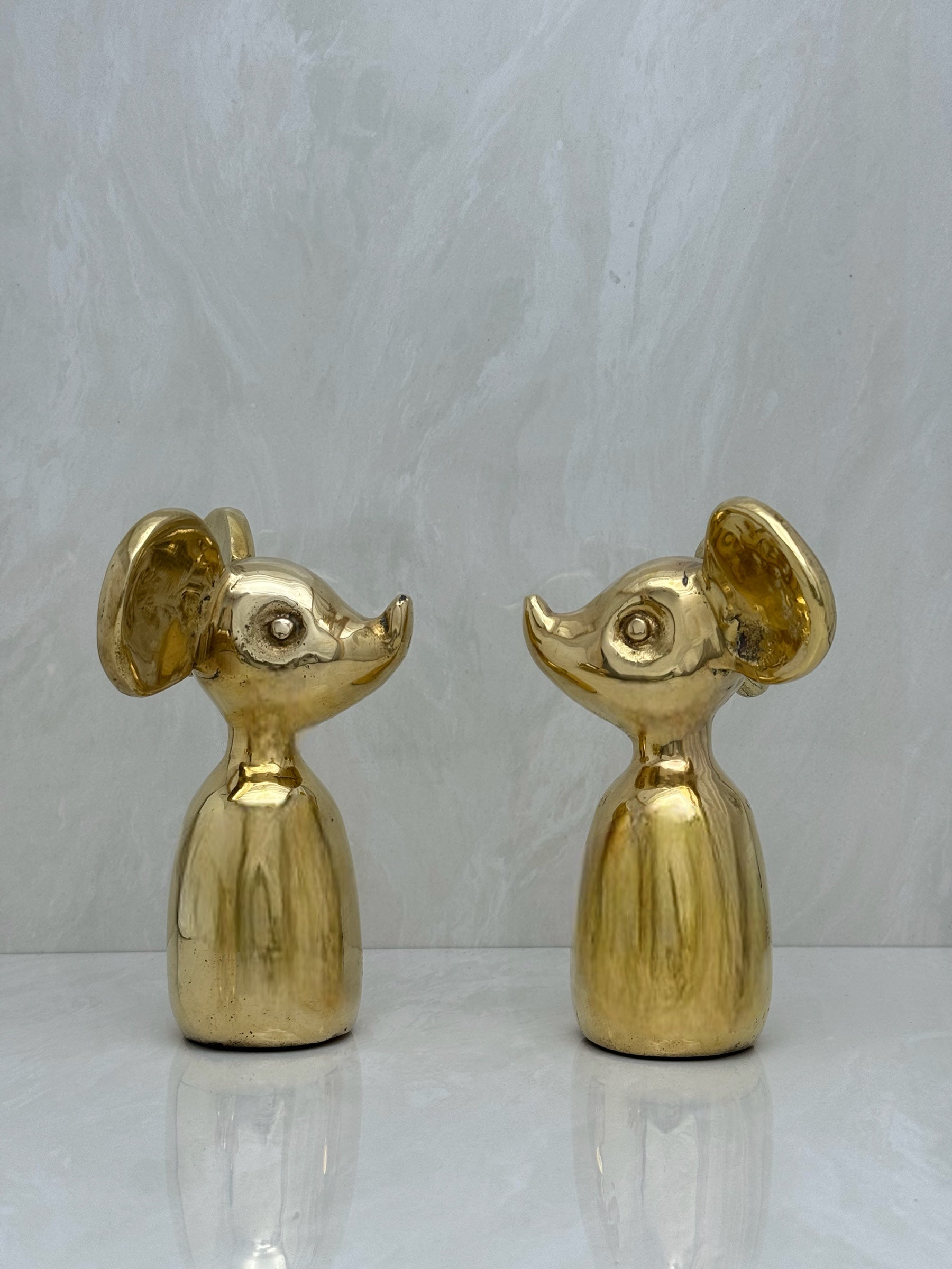 Vintage Brass Mouse-A Pair