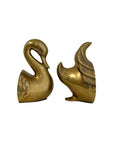 Vintage Brass Swan Bookends- A Pair